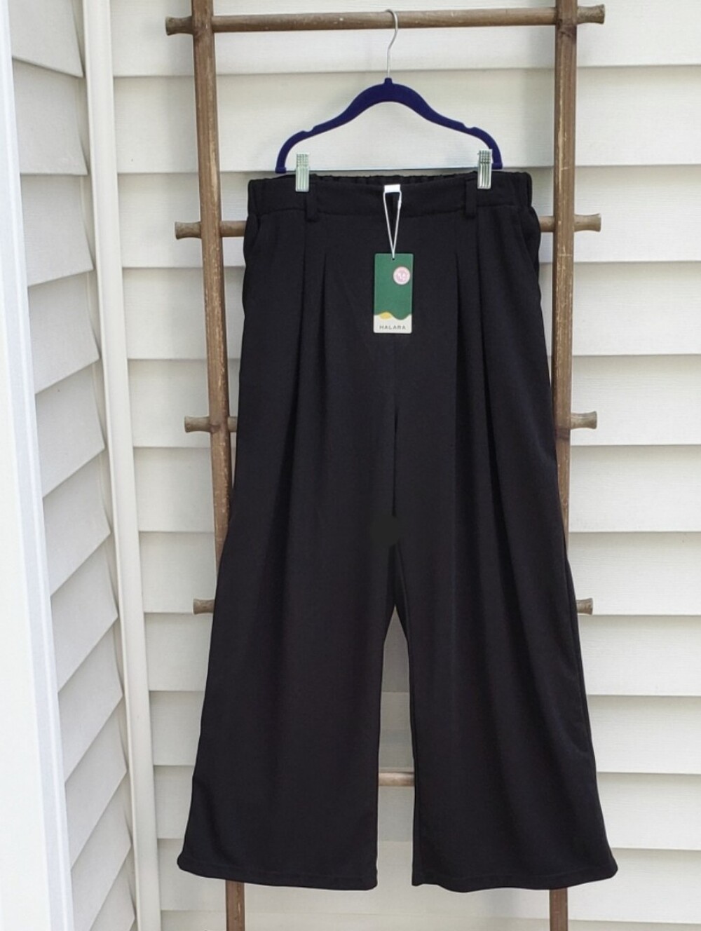 NEW! Halara Wide-Leg High-Waisted Cool Touch Casual Black Pants Size LP - Picture 4 of 6